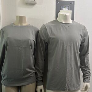 Unisex Gray/olive green Long Sleeve Shirt